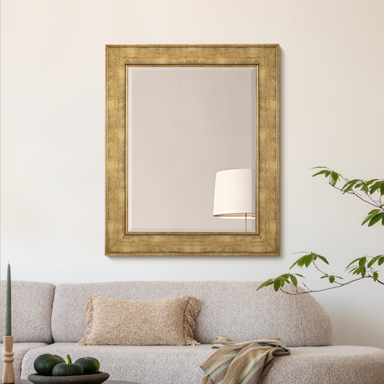 Head West Antique Gold Rectangular Framed Wall Vanity Mirror - 35" x 29"